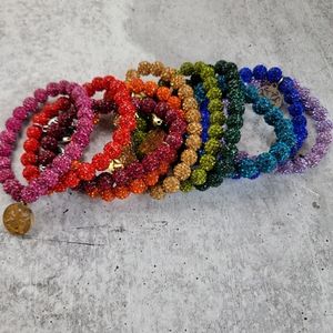 Super Sparkly Beaded Rainbow Bracelets Lot